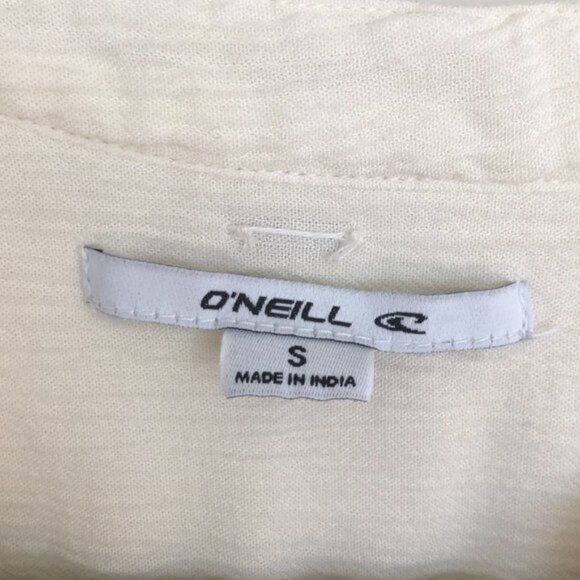 O'Neill Shelly Top Womens Off White Button Front Short Sleeve Blouse Size Small - Picture 3 of 7